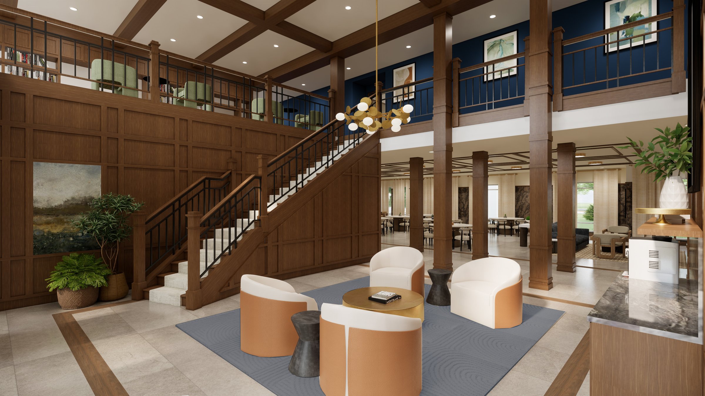 Rendering of the two-story clubroom at Emra Sioux Falls